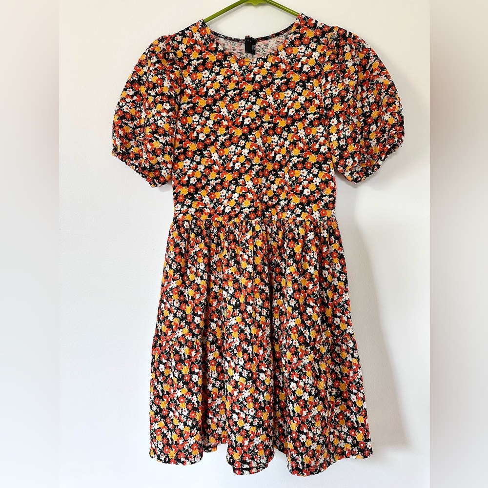 asos Floral Puff Sleeve mini Dress cottage core girly fit and flare retro